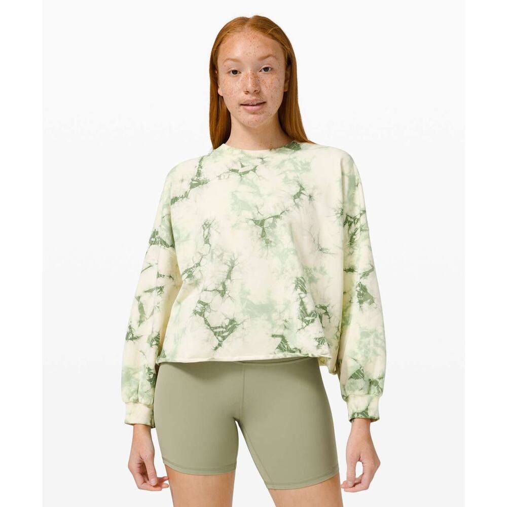 Lululemon LA Oversized Boxy Crew Camo Green - Size 10